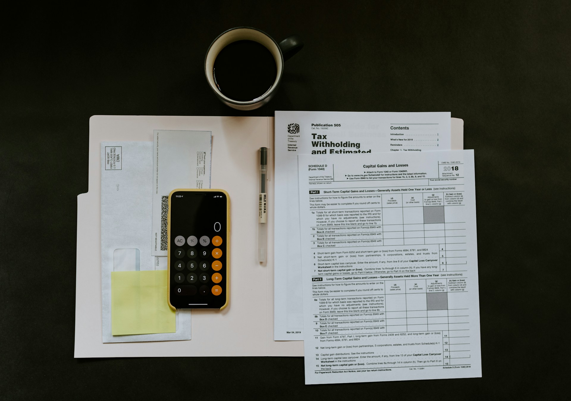 Financial documents and receipts on a desk